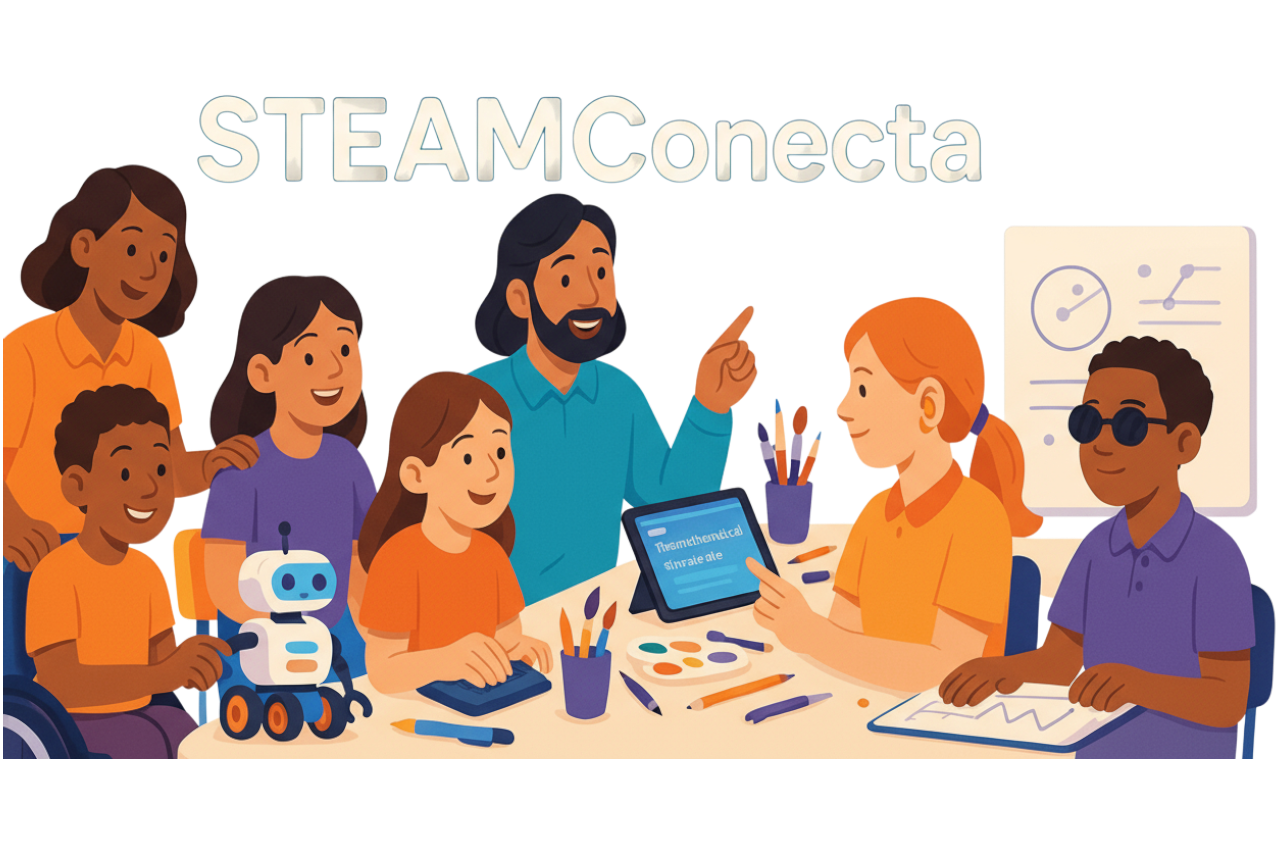 Ilustración de aprendizaje inclusivo STEAM